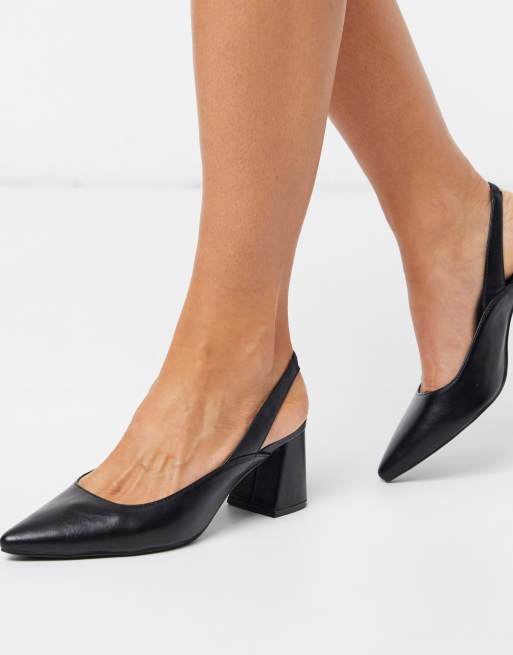 Black block on sale heel slingback shoes