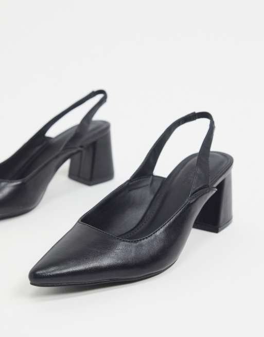 Black slingback cheap block heels