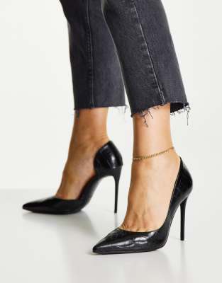 Truffle Collection Tie Leg Stiletto Heeled Sandals with Square Toe in Black - ASOS Outlet