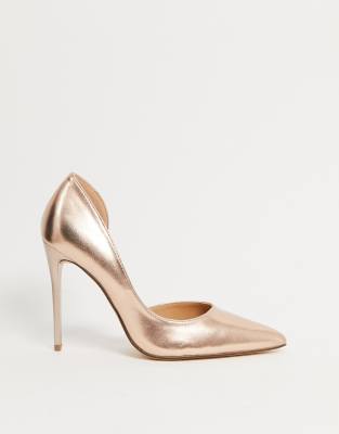 rose gold pointed toe heels