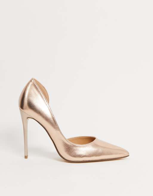 Truffle Collection pointed stiletto heels in rose gold