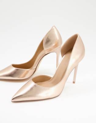 Truffle Collection pointed stiletto heels in rose gold