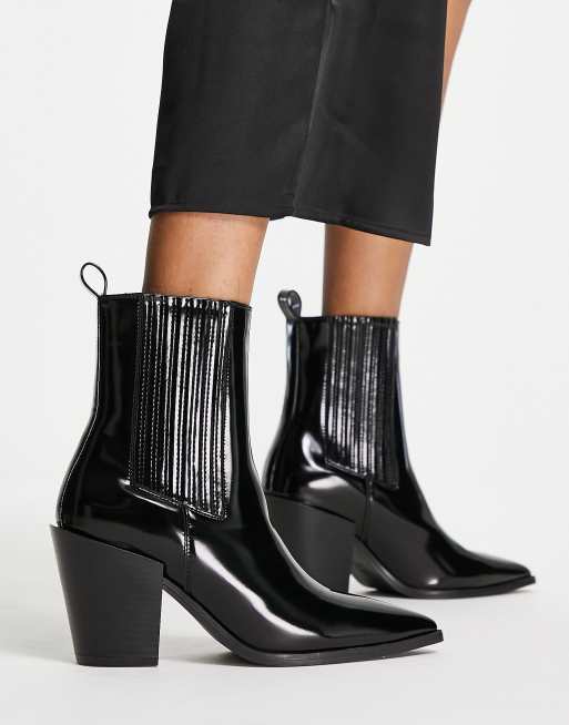 Black patent leather western boots sale