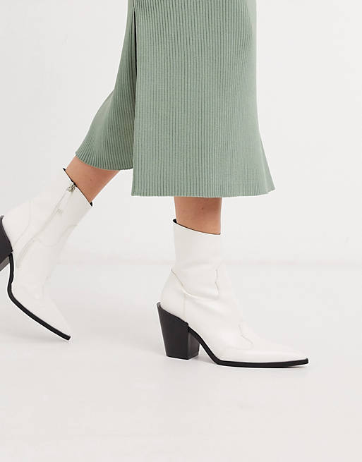 Truffle Collection pointed western boots in white | ASOS