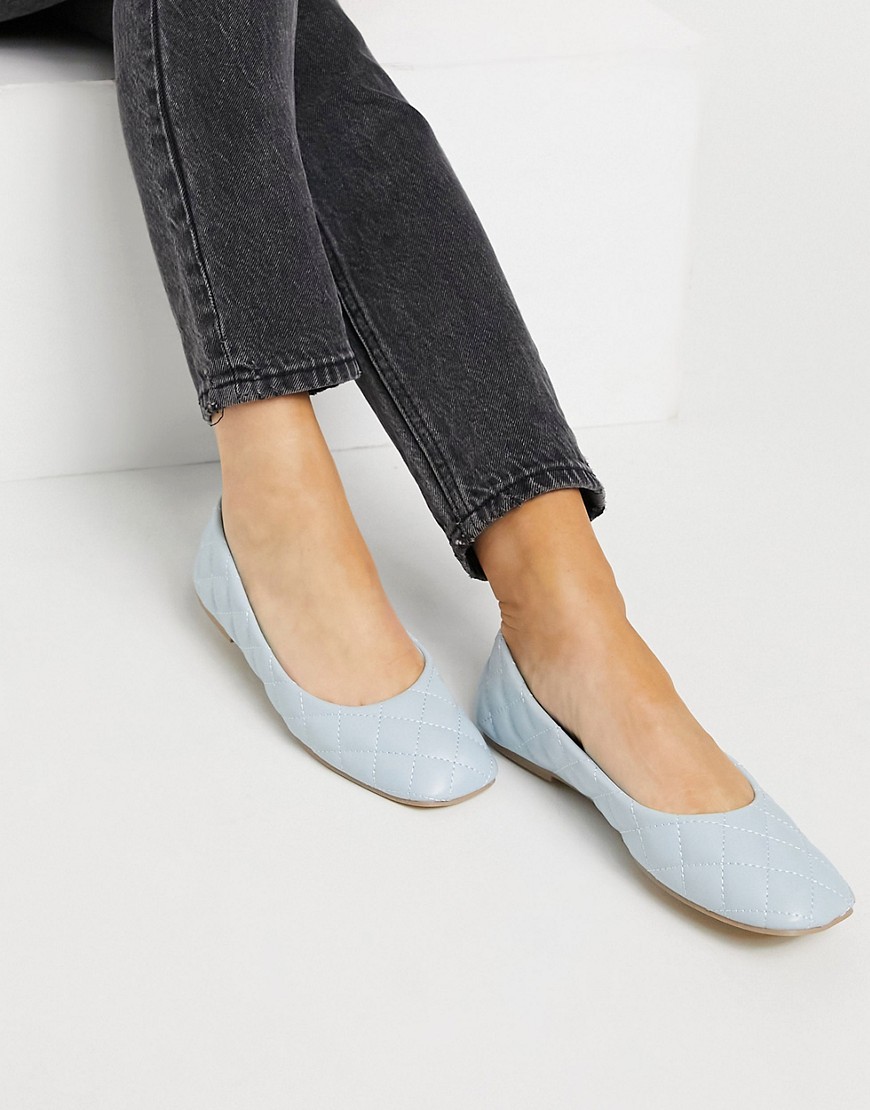 Truffle Collection Quilted Ballet Flats With Square Toes In Blue-blues