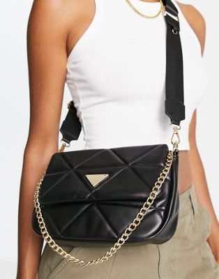 Truffle Collection quilted cross body bag in black