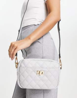 grey quilted shoulder bag