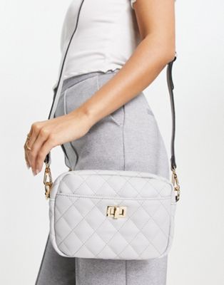Truffle Collection quilted shoulder bag in grey