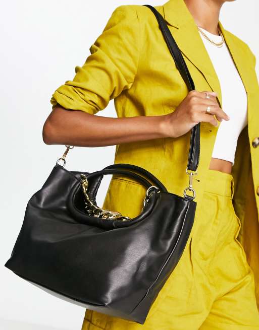 Truffle Collection ring handle bag with chain detail and cross body