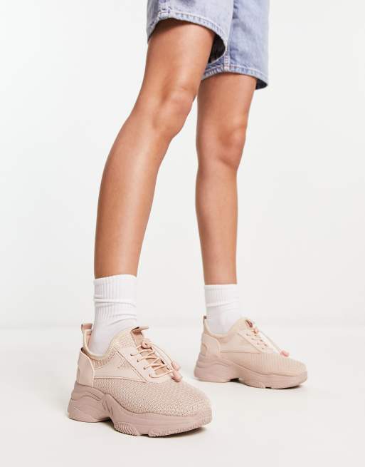 Truffle Collection – Różowe dzianinowe buty do biegania ściągane na troczki, 4 z 4