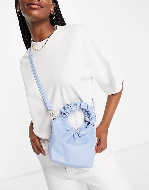 Truffle Collection ruched crossbody bag in blue