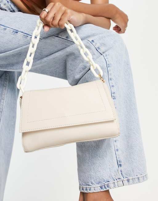 Truffle Collection - Sac porté épaule avec chaîne d'épaule à maillons chunky - Beige
