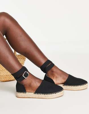 Truffle Collection - Sandales style espadrilles à boucle - Noir