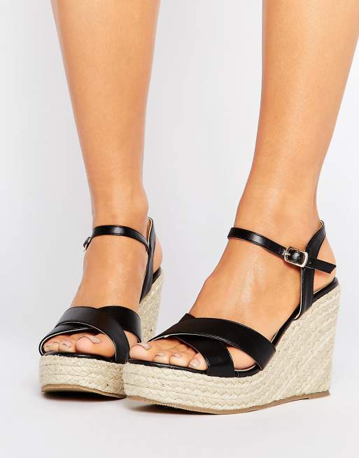 Truffle Collection - Sandales type espadrilles à talon compensé