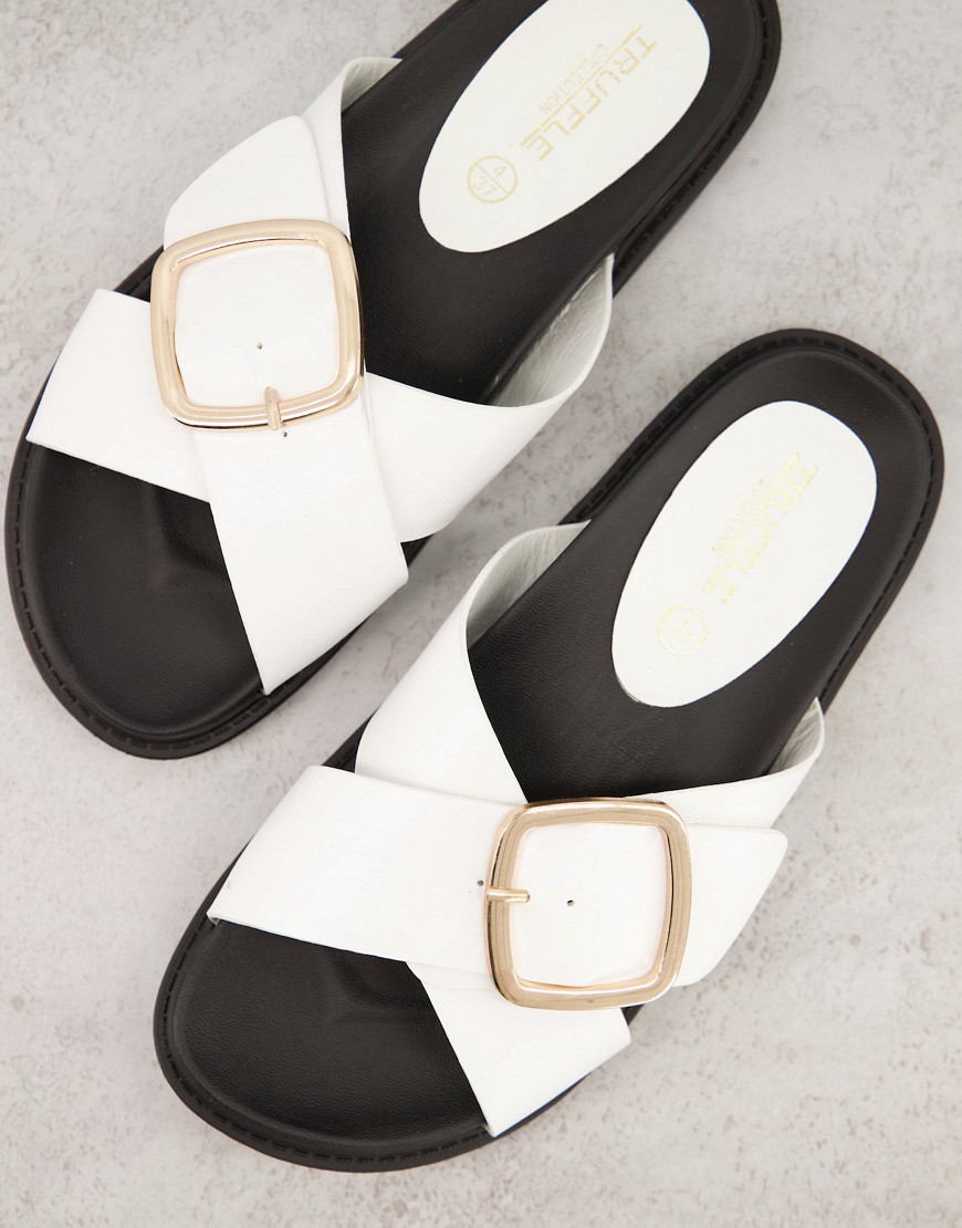 Sandali bianchi bassi con fibbia-Bianco - Truffle Collection infradito donna Bianco