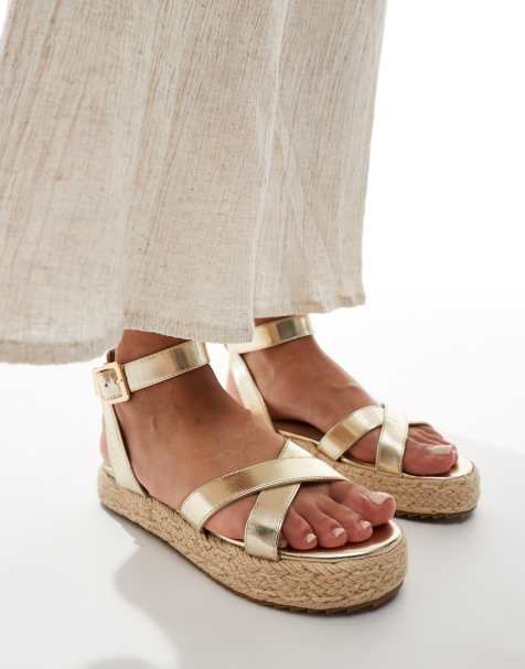 Truffle Collection - Sandali color oro flatform stile espadrilles - view 1