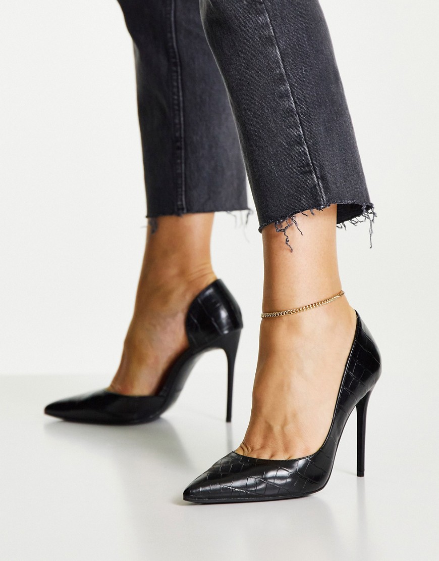 Scarpa con tacco Nero donna Truffle Collection - Scarpe a punta con tacco a spillo nero coccodrillo