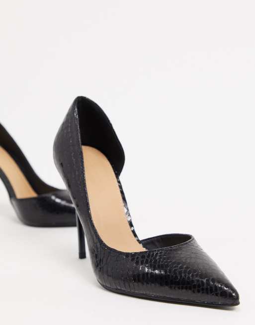 Truffle Collection - Scarpe a punta con tacco a spillo nero pitonato