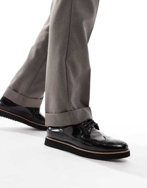Truffle Collection - Scarpe brogue stringate in stile casual, colore nero