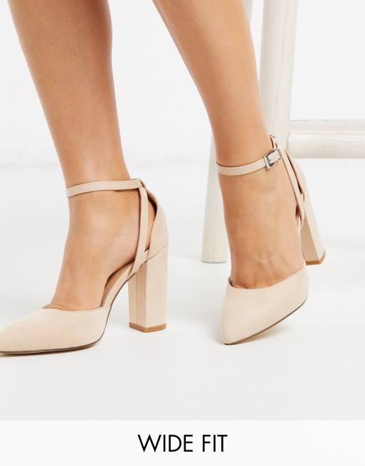 Scarpe tacco largo beige sale