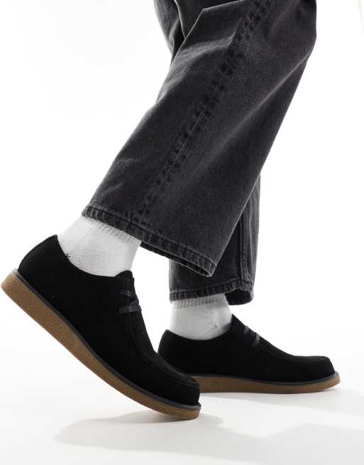 Truffle Collection - Scarpe stringate con punta con impunture in camoscio nere