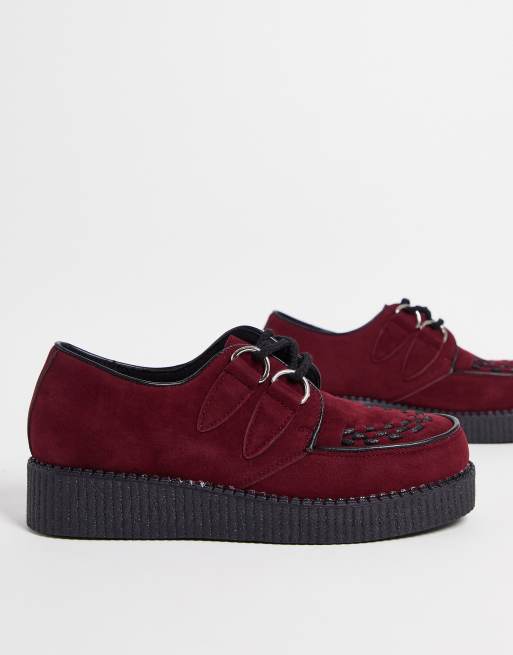 Truffle Collection – Schnürschuhe aus rotem Kunstwildleder mit Creeper-Sohle