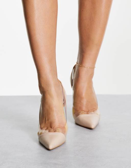 Truffle Collection - Schoenen met transparante stilettohak in beige, 2 van 4