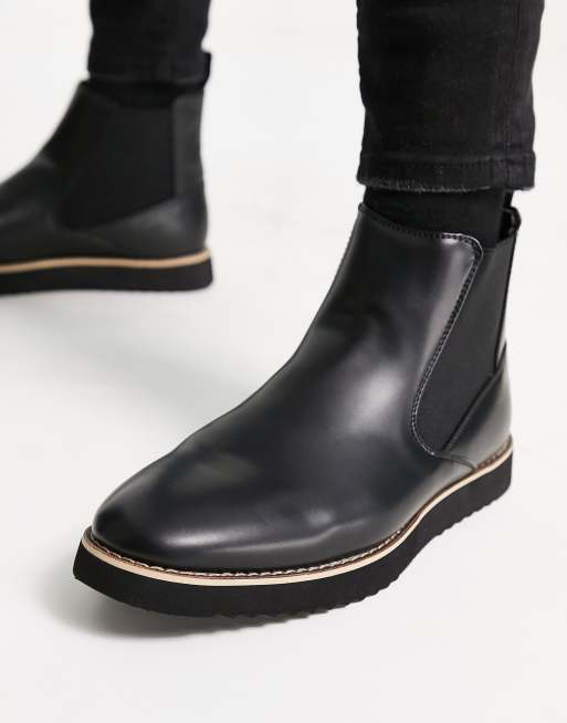 Truffle Collection – Schwarze Chelsea-Boots aus Kunstleder mit minimalistischem Design
