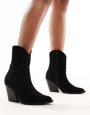 Truffle Collection - Schwarze Western-Stiefeletten mit Absatz