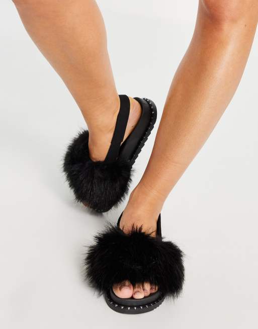 Slip on sale fluffy slippers