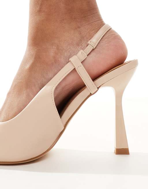 Truffle Collection sling back pointed mules in beige | ASOS