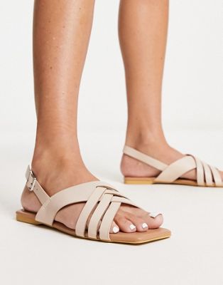 Truffle Collection sling back woven sandals in cream
