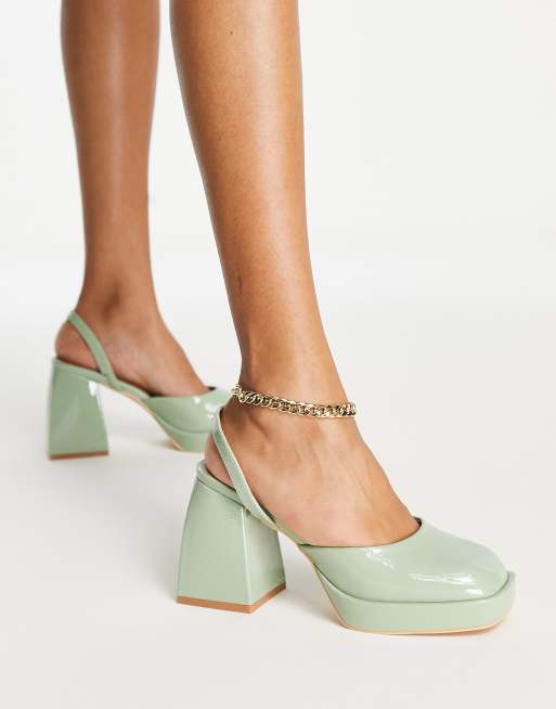 Truffle Collection - Slingback schoenen met blokhak in mintgroen, 2 van 4