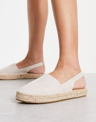 Truffle Collection slingback woven espadrilles in natural