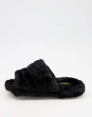 Truffle Collection - Slipper mit offener Zehenpartie in Schwarz