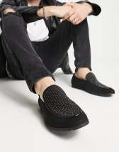 ASOS DESIGN loafers in black faux croc with gold snaffle | ASOS