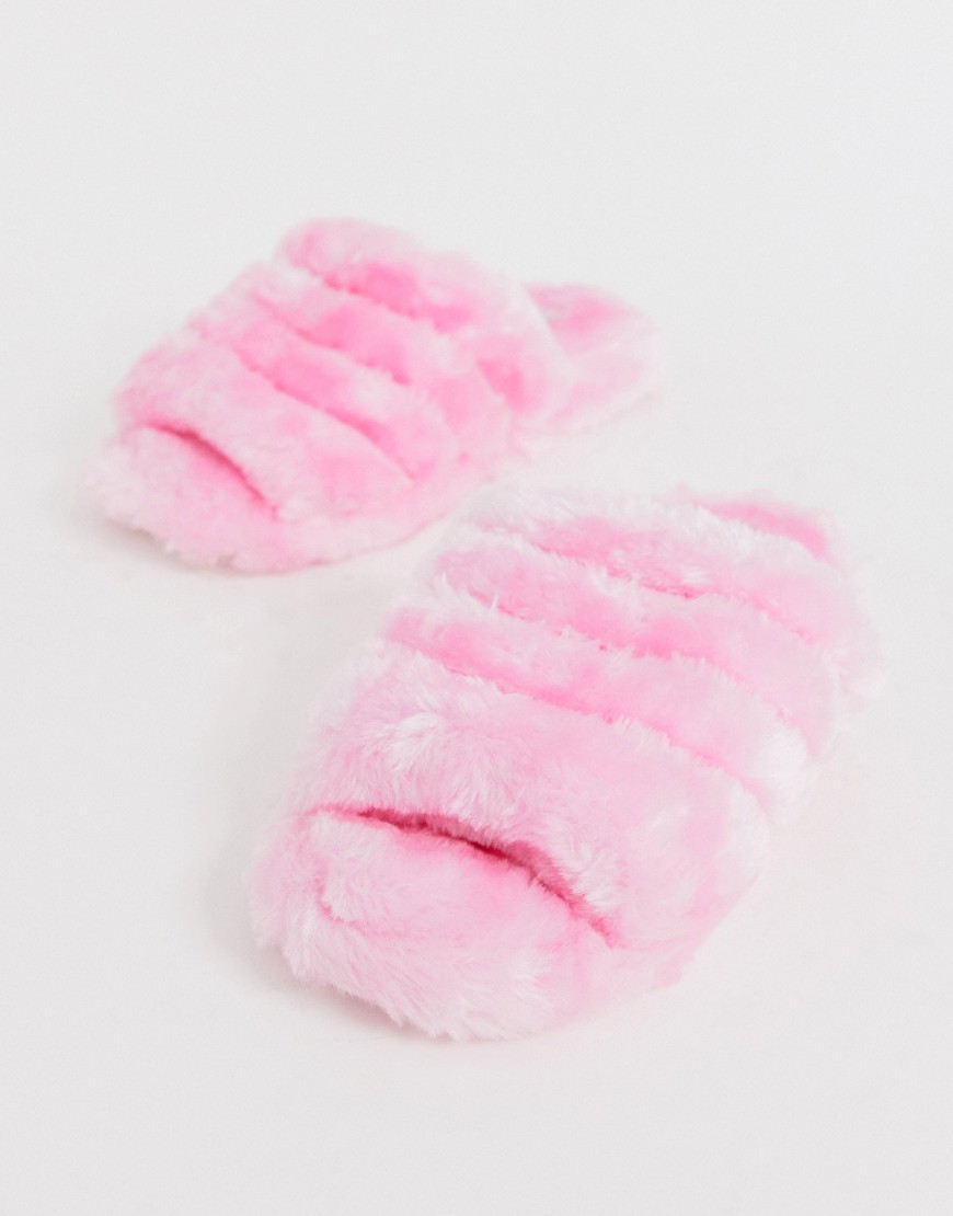 Truffle Collection - Slippers van imitatiebont-Roze
