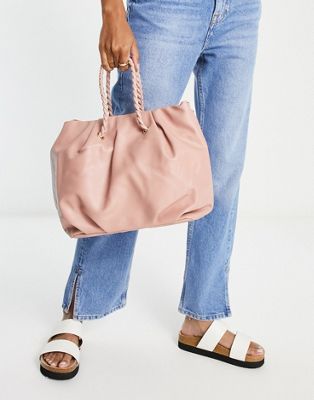 Truffle Collection slouchy tote bag in light pink - ASOS Price Checker