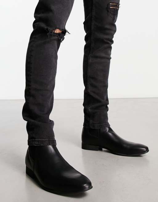 Black faux best sale leather ankle boots