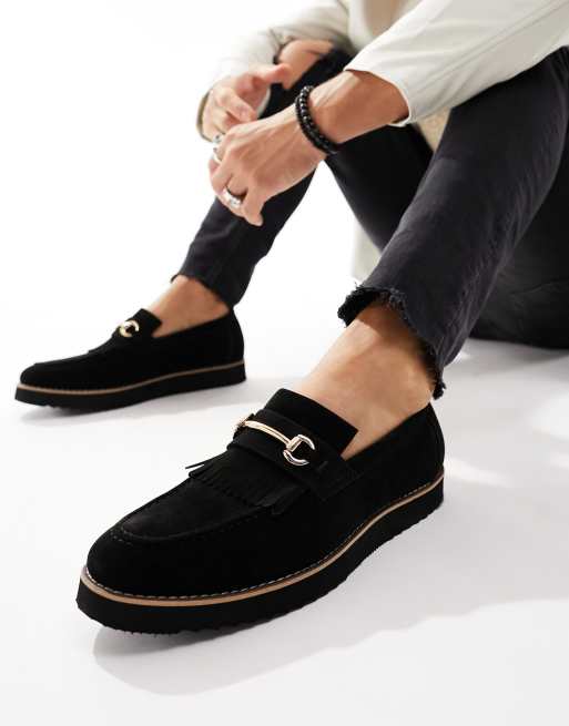 Truffle Collection Snaffle Trim Chunky Loafers In Black Suede Asos 8693