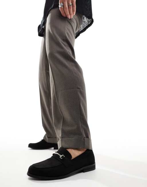 Truffle Collection snaffle trim loafers in black faux suede ASOS