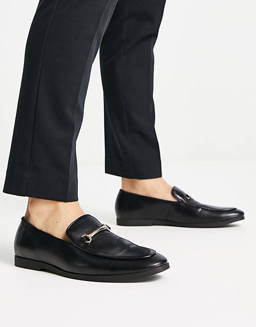 Truffle Collection snaffle trim loafers in black | ASOS