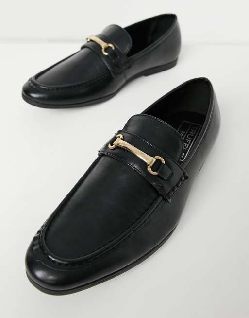 Truffle Collection snaffle trim loafers in black | ASOS