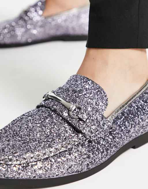 Silver discount glitter moccasins