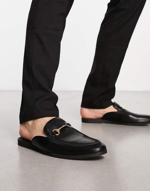 Truffle Collection snaffle trim mule loafers in black | ASOS