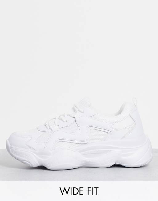 Truffle Collection - Sneakers bianche a pianta larga con suola spessa con bolle