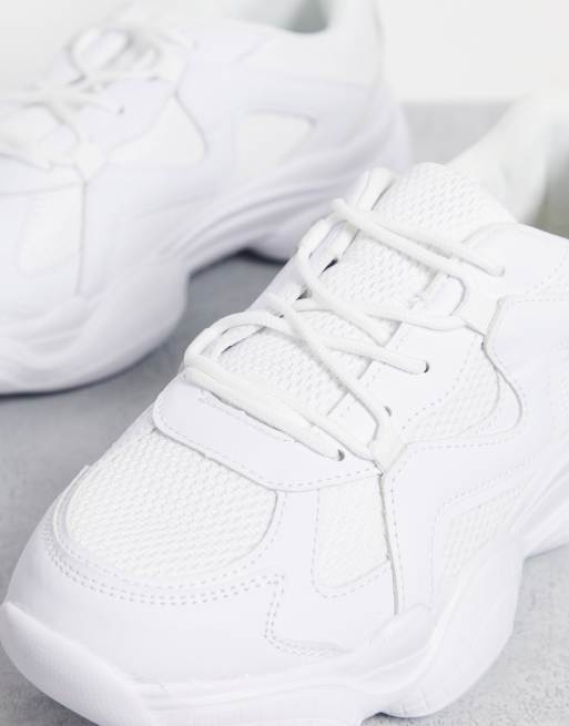 Truffle Collection - Sneakers bianche a pianta larga con suola spessa con bolle, 3 di 4