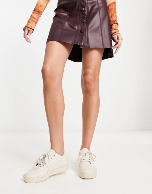 Truffle Collection - Sneakers met dikke plateauzool en brede pasvorm in beige drench, 4 van 4