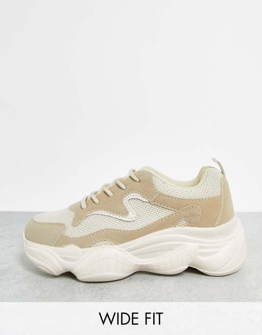 Truffle Collection - Sneakers met dikke zool en brede pasvorm in zandkleur