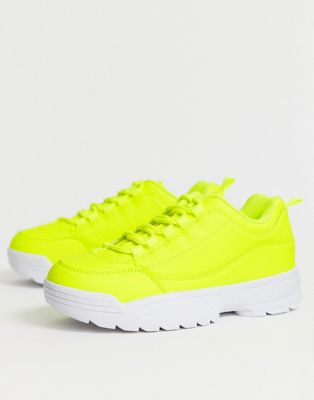 Truffle Collection - Sneakers met dikke zool in neon-Geel